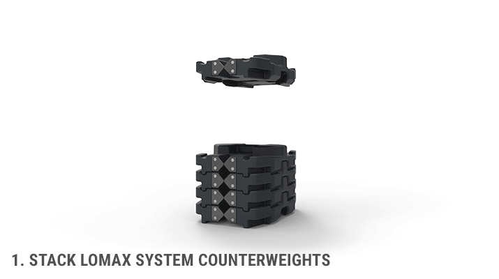Lomax System — 5-Step Build Sequence (animated)